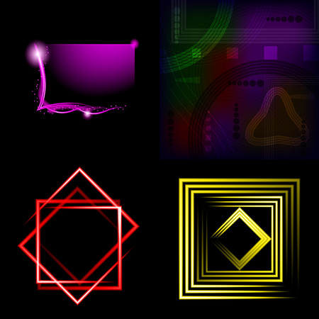 Set of Beautifully glowing neon abstract background with space for text. Vector illustrationのイラスト素材