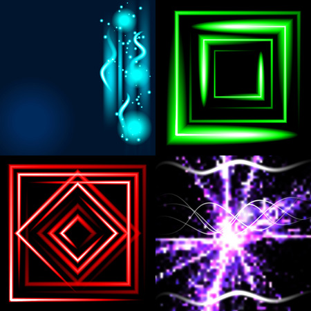 Set of Beautifully glowing neon abstract background with space for text. Vector illustrationのイラスト素材