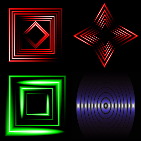 Set of Beautifully glowing neon abstract background with space for text. Vector illustrationのイラスト素材