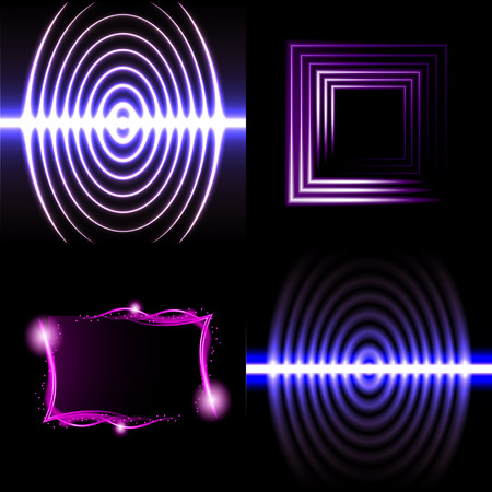 Set of Beautifully glowing neon abstract background with space for text. Vector illustrationのイラスト素材