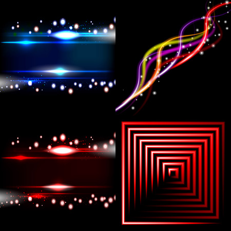 Set of Beautifully glowing neon abstract background with space for text. Vector illustrationのイラスト素材