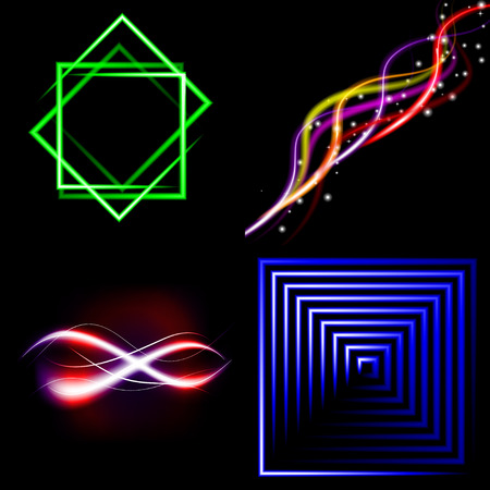 Set of Beautifully glowing neon abstract background with space for text. Vector illustrationのイラスト素材