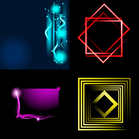 Set of Beautifully glowing neon abstract background with space for text. Vector illustrationのイラスト素材