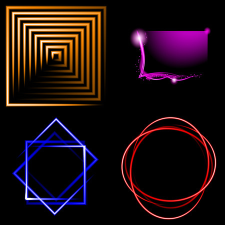 Set of Beautifully glowing neon abstract background with space for text. Vector illustrationのイラスト素材