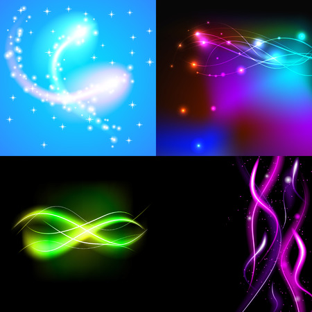 Set of Beautifully glowing neon abstract background with space for text. Vector illustrationのイラスト素材