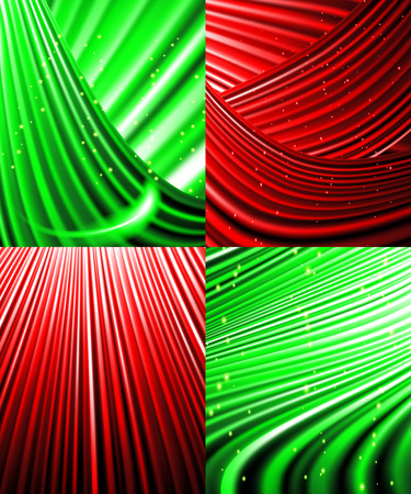 Set of Snow and stars are falling on the background of colour luminous rays. Vector illustrationのイラスト素材