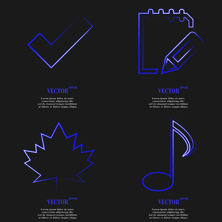 Set of blue web icon flat design. Simple  sticker internet sign gray background. web-design elements. Vector illustrationのイラスト素材