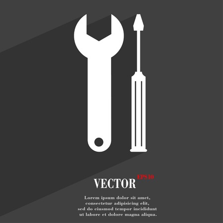 screwdriver with wrench icon symbol Flat modern web design with long shadow and space for your text. Vector illustrationのイラスト素材