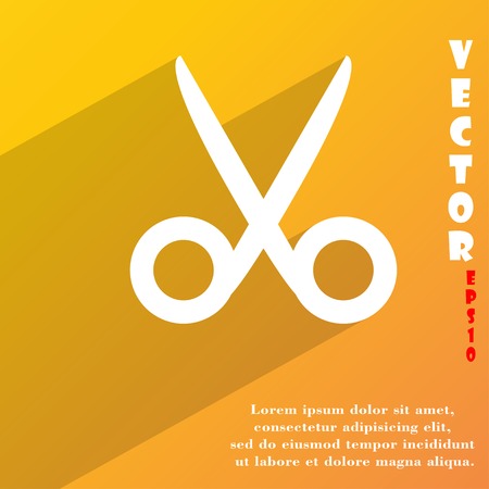 Scissors hairdresser icon symbol Flat modern web design with long shadow and space for your text. Vector illustrationのイラスト素材