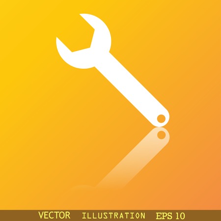 Wrench key icon symbol Flat modern web design with reflection and space for your text. Vector illustrationのイラスト素材