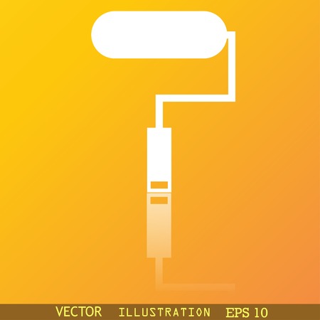 Paint roller icon symbol Flat modern web design with reflection and space for your text. Vector illustrationのイラスト素材