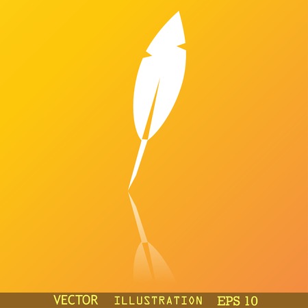 Feather Retro pen icon symbol Flat modern web design with reflection and space for your text. Vector illustrationのイラスト素材