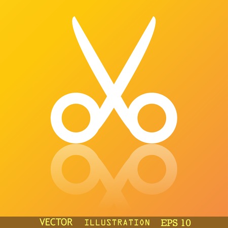 Scissors hairdresser icon symbol Flat modern web design with reflection and space for your text. Vector illustrationのイラスト素材