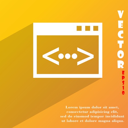 Code icon symbol Flat modern web design with long shadow and space for your text. Vector illustrationのイラスト素材