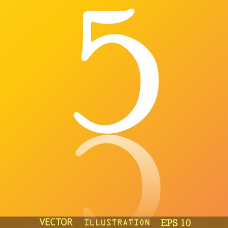 number five icon symbol Flat modern web design with reflection and space for your text. Vector illustrationのイラスト素材