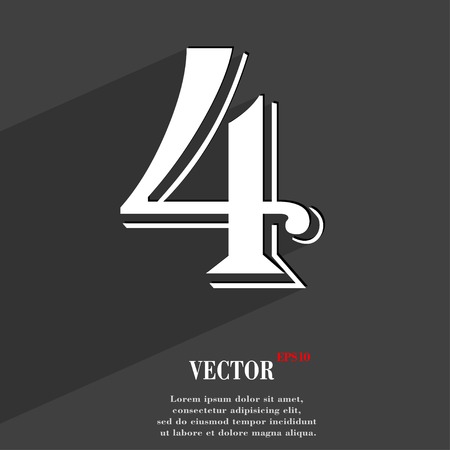 number four icon symbol Flat modern web design with long shadow and space for your text. Vector illustrationのイラスト素材