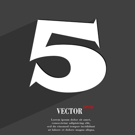 number five icon symbol Flat modern web design with long shadow and space for your text. Vector illustrationのイラスト素材