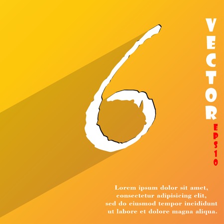 number six icon symbol Flat modern web design with long shadow and space for your text. Vector illustrationのイラスト素材