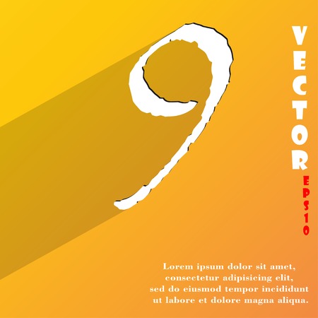 number Nine icon symbol Flat modern web design with long shadow and space for your text. Vector illustrationのイラスト素材