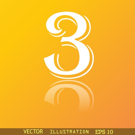 number three icon symbol Flat modern web design with reflection and space for your text. Vector illustrationのイラスト素材