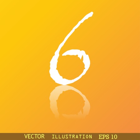 number six icon symbol Flat modern web design with reflection and space for your text. Vector illustrationのイラスト素材