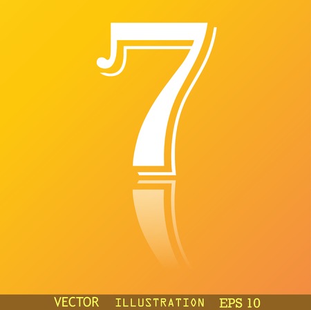 number seven icon symbol Flat modern web design with reflection and space for your text. Vector illustrationのイラスト素材