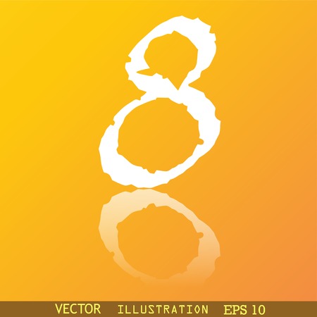 number Eight icon symbol Flat modern web design with reflection and space for your text. Vector illustrationのイラスト素材