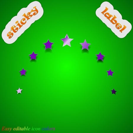 Star icon sign. Symbol chic colored sticky label on green background. Vector illustrationのイラスト素材