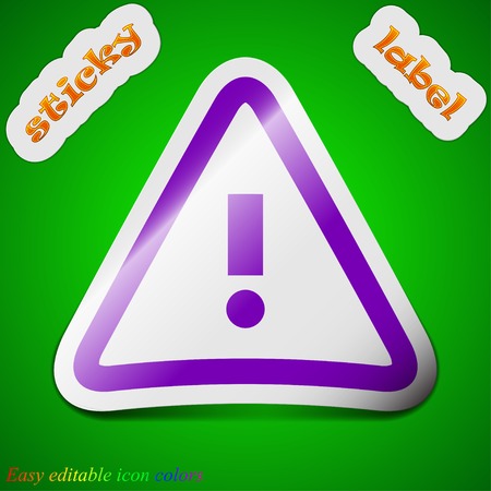 Attention caution icon sign. Symbol chic colored sticky label on green background. Vector illustrationのイラスト素材