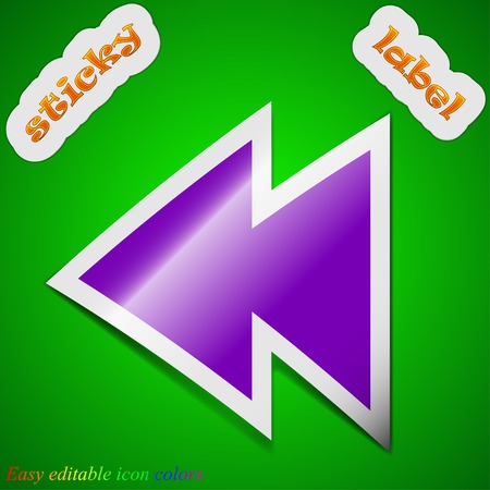 multimedia control icon sign. Symbol chic colored sticky label on green background. Vector illustrationのイラスト素材