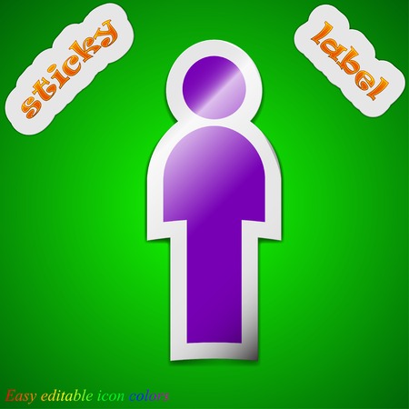 Human icon sign. Symbol chic colored sticky label on green background. Vector illustrationのイラスト素材