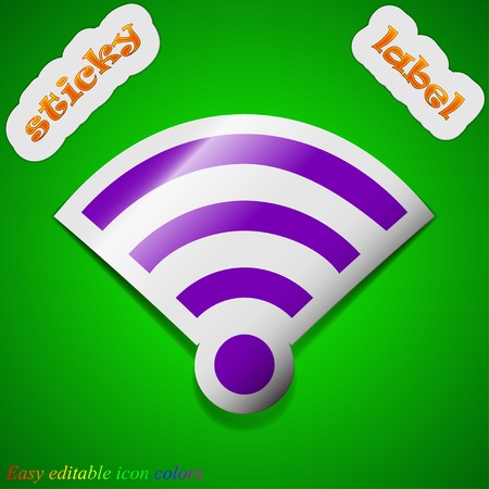 Wi-fi icon sign. Symbol chic colored sticky label on green background. Vector illustrationのイラスト素材