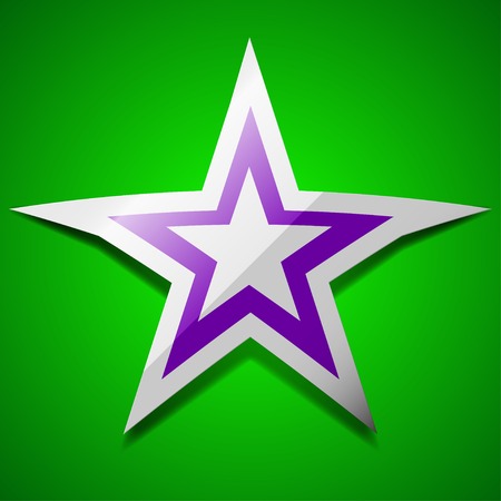 Star icon sign. Symbol chic colored sticky label on green background. Vector illustrationのイラスト素材