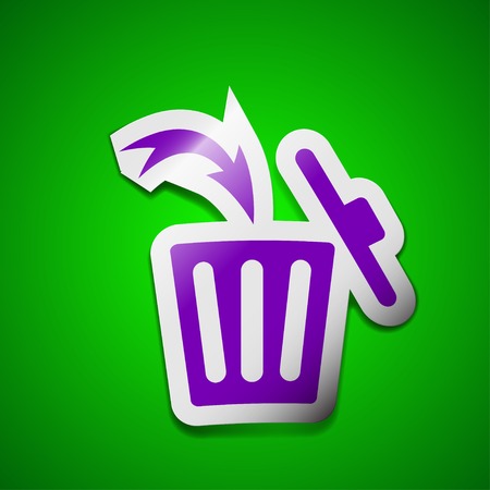 Recycle bin icon sign. Symbol chic colored sticky label on green background. Vector illustrationのイラスト素材