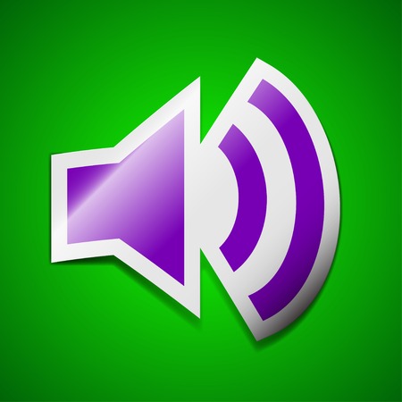 Speaker volume icon sign. Symbol chic colored sticky label on green background. Vector illustrationのイラスト素材