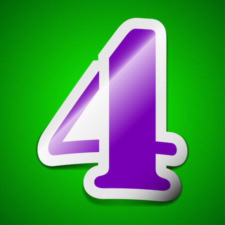 number four icon sign. Symbol chic colored sticky label on green background. Vector illustrationのイラスト素材
