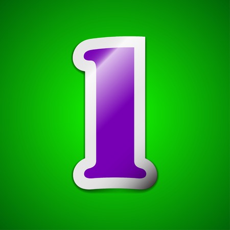 number one  icon sign. Symbol chic colored sticky label on green background. Vector illustrationのイラスト素材