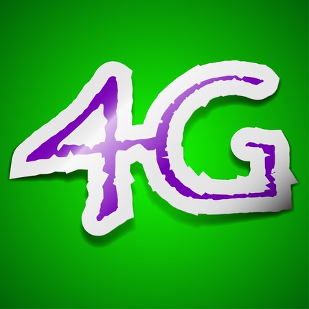 4G technology icon sign. Symbol chic colored sticky label on green background. Vector illustrationのイラスト素材