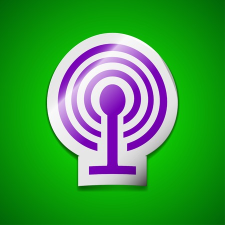 Wi-fi   icon sign. Symbol chic colored sticky label on green background. Vector illustrationのイラスト素材