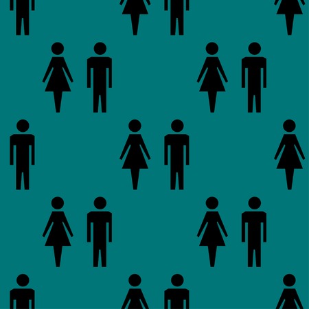 suluet men, women web icon flat design. Seamless gray pattern. Vector EPS10のイラスト素材