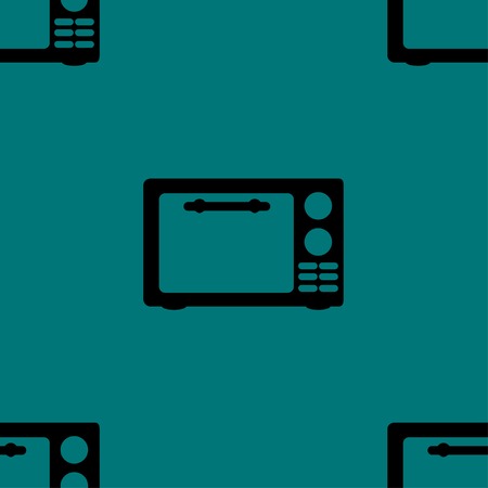 microwave. kitchen equipment web icon flat design. Seamless gray pattern. Vector EPS10のイラスト素材