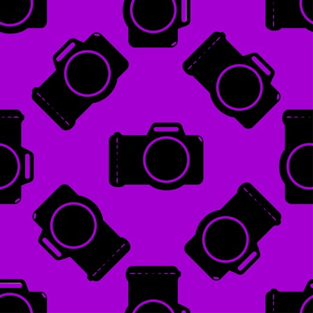 Photo camera web icon flat design. Seamless gray pattern. Vector EPS10のイラスト素材