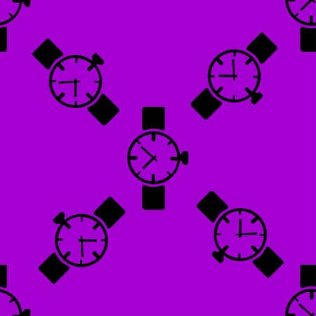 Watch,clock web icon flat design. Seamless gray pattern. Vector EPS10のイラスト素材