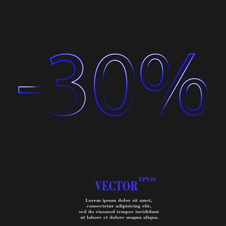 30 percent discount icon symbol Flat modern web design with long shadow and space for your text. Vector illustrationのイラスト素材