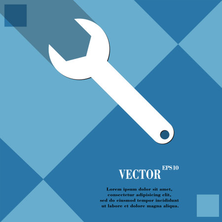 Wrench key icon symbol Flat modern web design with long shadow and space for your text. Vector illustrationのイラスト素材