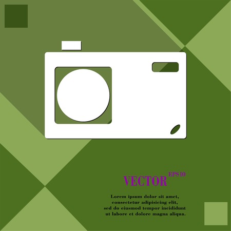 Photo camera icon symbol Flat modern web design with long shadow and space for your text. Vector illustrationのイラスト素材