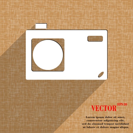 Photo camera icon symbol Flat modern web design with long shadow and space for your text. Vector illustrationのイラスト素材