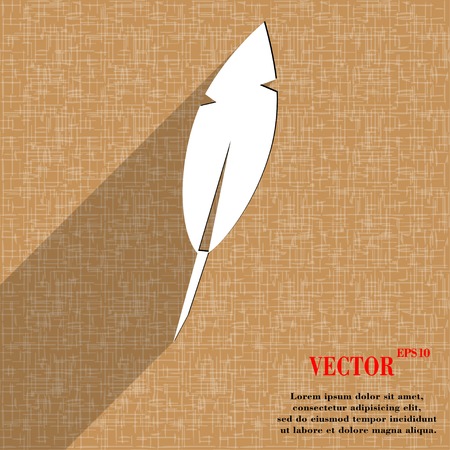 Feather Retro pen icon symbol Flat modern web design with long shadow and space for your text. Vector illustrationのイラスト素材