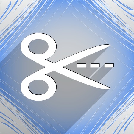Scissors with cut dash dotted line icon symbol Flat modern web design with long shadow and space for your text. Vector illustrationのイラスト素材