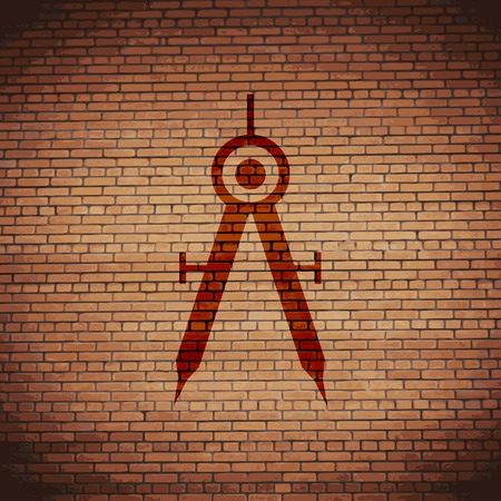 Mathematical Compass icon symbol Flat modern web design with long shadow and space for your text. Vector illustrationのイラスト素材